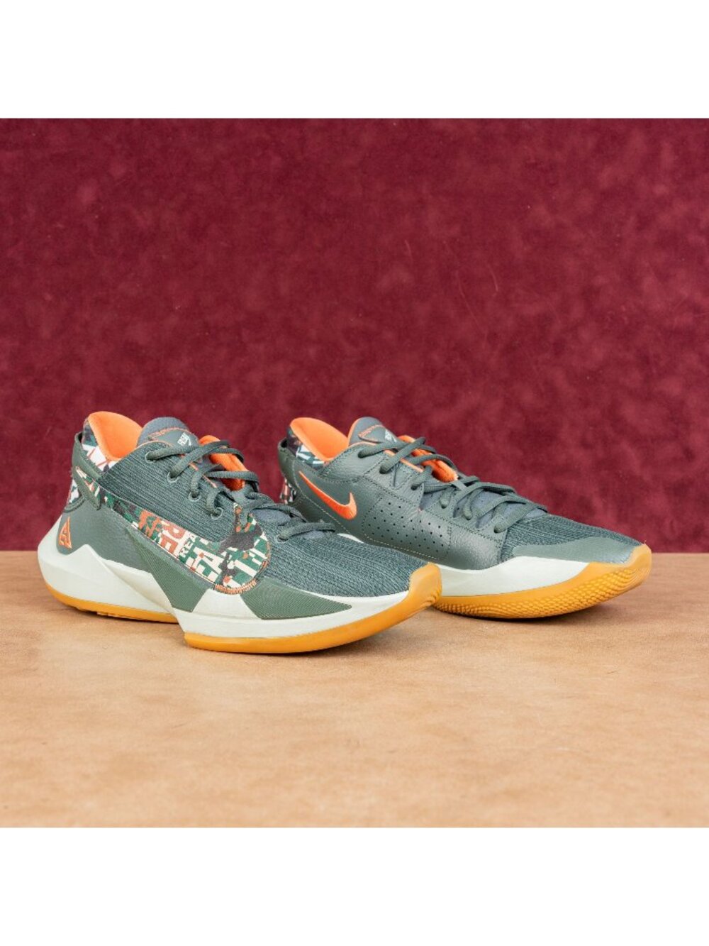Nike Men Giannis Zoom Freak Ashiko Green Camo Basketball Sneakers size 11.5